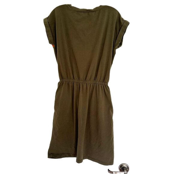 Calvin Klein Rainbow Logo Roll Sleeve Cinched Waist Dress Size M - Picture 2 of 6